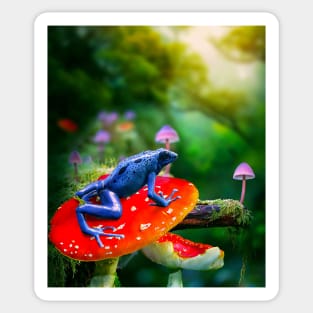 Poison Dart Arrow Frog On Mushroom Sticker